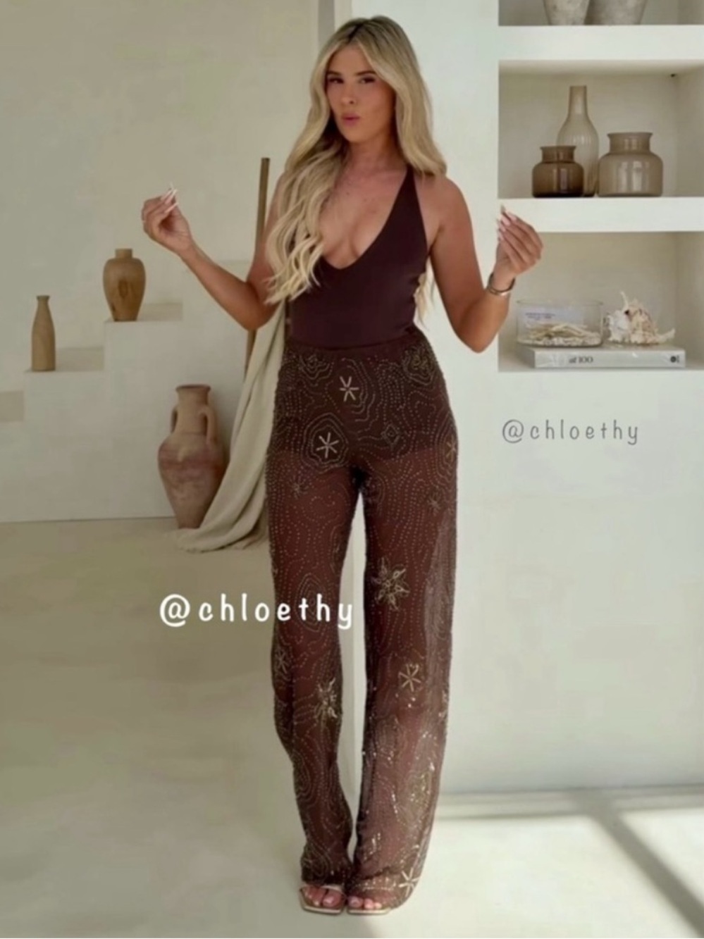 ZARA BEADED SEQUIN PANTS - Picture 3 of 15